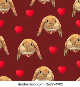 design greeting card for valentine's day. Gift wrapping paper. Seamless. Bunny