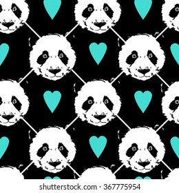 design greeting card for valentine's day. panda. heart. vector. illustration. panda seamless. Cute panda illustration vector.