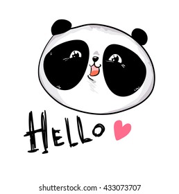 design greeting card for valentine's day. panda. heart. black and white bear. vector. illustration