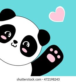 design greeting card for valentine's day. panda. heart. black and white bear. vector. illustration
