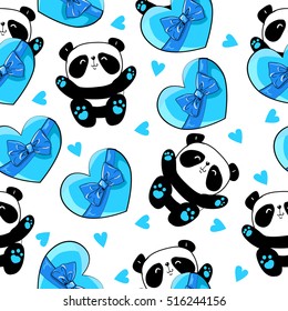 design greeting card for valentine's day. panda. heart. black and white bear. vector. illustration. panda seamless. Cute panda illustration vector. Panda baby seamless. 