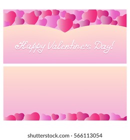 Design Greeting Card Valentine's Day with hearts. Template for holiday vouchers, flyers, banners, discount