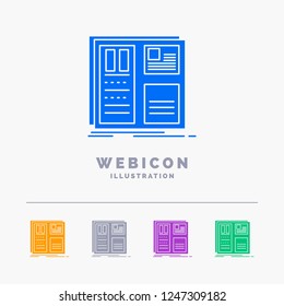 Design, grid, interface, layout, ui 5 Color Glyph Web Icon Template isolated on white. Vector illustration