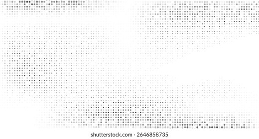 Design grunge dotted halftone gradient texture. Vanishing polka dot background. Repeating dots abstract