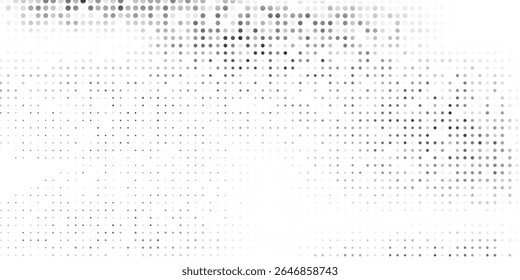 Design de textura gradiente de meio-tom pontilhado grunge. Plano de fundo de ponto de polca de fuga. Repetindo pontos abstrato vetor de design simples