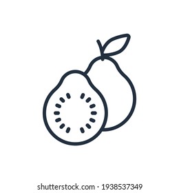 El diseño de la ilustración vectorial del contorno de frutas y verduras de guayaba, este vector es adecuado para iconos, logos, ilustraciones, pegatinas, libros, cubiertas, etc.