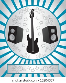 design with guitar and speakers, vector