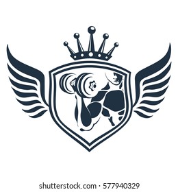 Design for gym and fitness design, dumbbell in hand