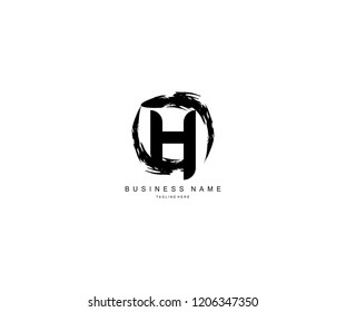 Design H Letter Rounded Stroke Grunge Monogram Logo
