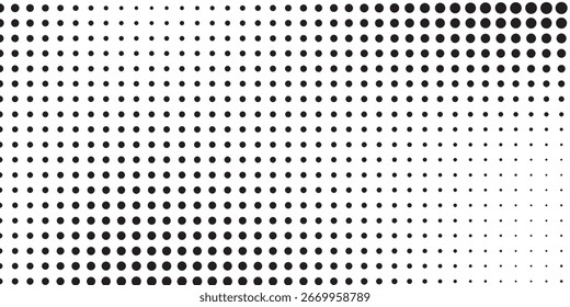 Design - Textura de gradiente de meio-tom. Plano de fundo de ponto de polca de fuga. Repetindo pontos padrão de gradação abstrata arte moderna