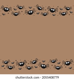 Design of Halloween background with funny spiders. Vector