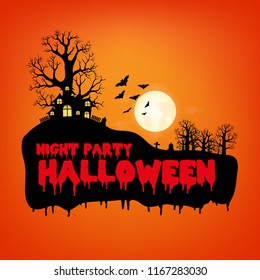 Design of Halloween Night Party text for halloween day and card or background