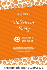 Design of Halloween Party invitation card with pumpkins. Vector.