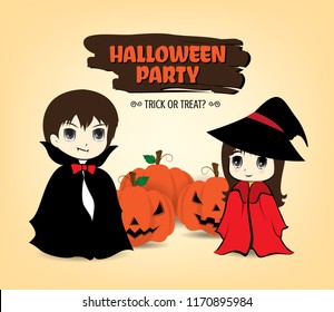 Design of Halloween Party text for halloween day and card or background