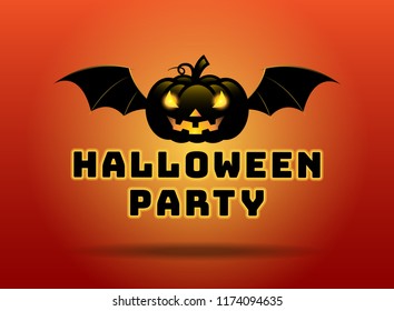 Design of Halloween Party text for halloween day and card or background