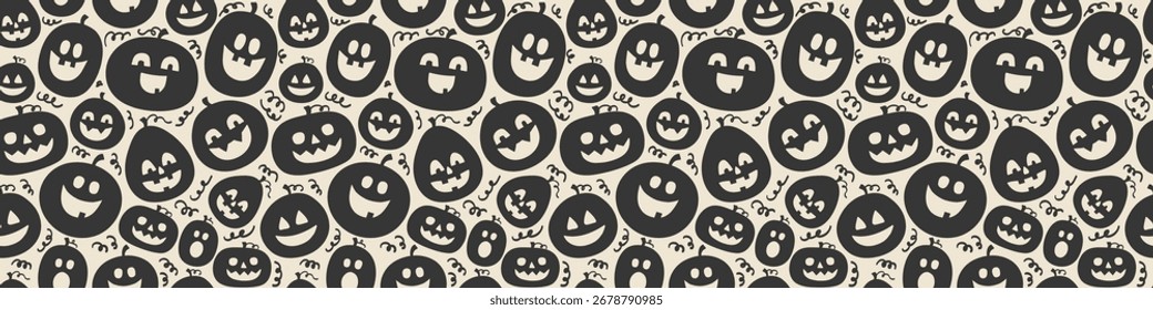 Design de padrão de Halloween com abóboras bonitas. Faixa. Ilustração vetorial