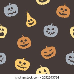 Design of Halloween pattern with funny pumpkin lanterns. Vector