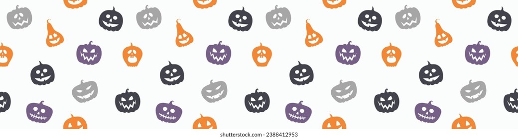 Design of Halloween pattern with funny pumpkin lanterns. Banner. Vector