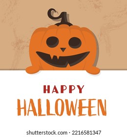 Design of Halloween poster with funny pumpkin. Vector illustration
