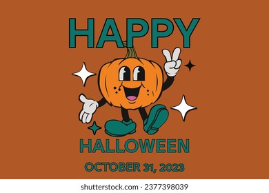 Design for Halloween in the shape of a pumpkin with an orange background