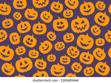 Design of Halloween texture with pumpkins. Vector.