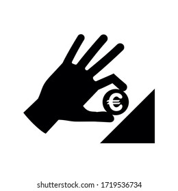 Design of hand with coin symbol