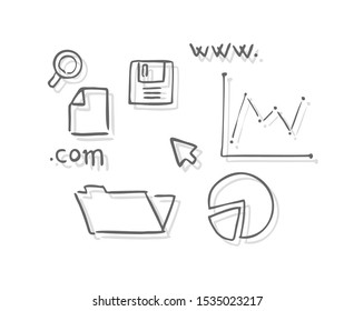 design of hand drawing internet elements