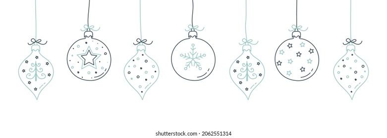 Design of hand drawn Christmas balls with ornament. Vector