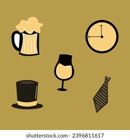 Design hand drawn element, icon set color style, flat line, icon collection. Vector illustration