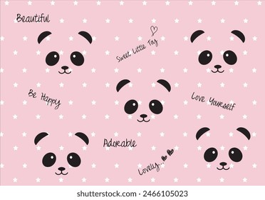 design with hand drawn design panda so sweet
