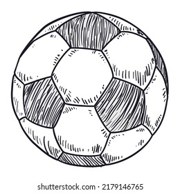 Design in hand drawn style of a soccer ball isolated over white background.