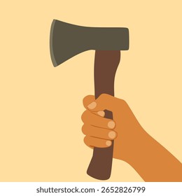 design of hand holding an axe