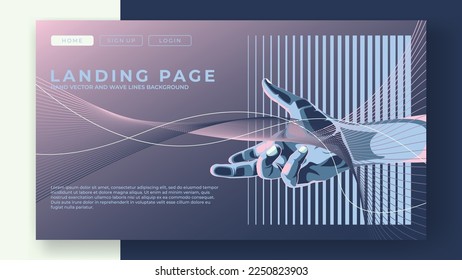 design hand illustration vector and wave lines background for landing page website ui ux