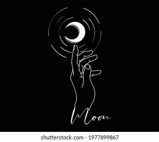 the design of the hand pointing at the moon