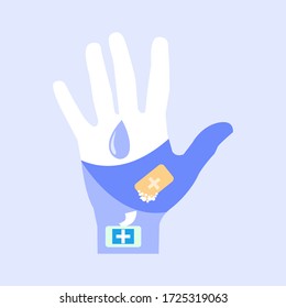 design hand washing with water, soap and dry it with antiseptic wipes