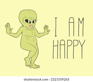 Design of happy alien dancing