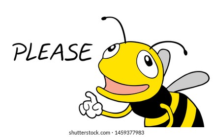 Design of happy bee and please message