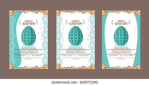 design of happy Easter Day with blue ocean as a base color