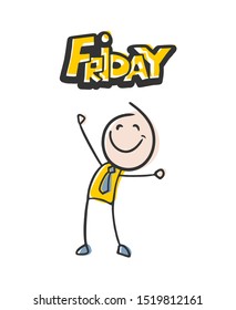 design of happy employee and Friday message