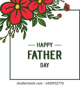 Design for happy father day, elegant red wreath. Vector