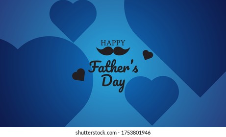 Design Happy Father's Day cards for men's events, banners or posters. Blue love background and mustache. Vector illustration