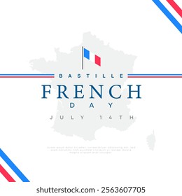 design of happy french day greetings, july 14. commemorating the french revolution day, Bastille. Celebration of big days in european countries