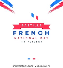 design of happy french day greetings, july 14th. commemorating french revolution day, bastille. celebration of big day in france