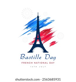 design of happy french day greetings, july 14th. commemorating french revolution day, bastille. celebration of big day in france