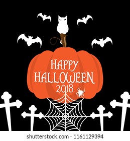 Design of Happy Halloween 2018 text for halloween day and card or background
