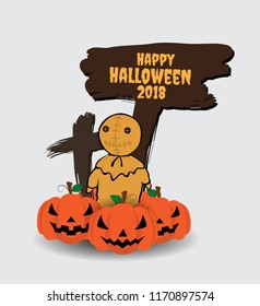 Design of Happy Halloween 2018 text for halloween day and card or background