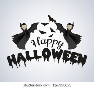 Design of Happy Halloween text for halloween day and card or background