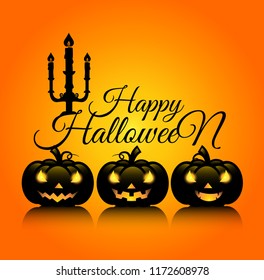 Design of Happy Halloween text for halloween day and card or background
