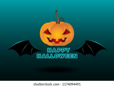 Design of Happy Halloween text for halloween day and card or background