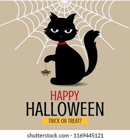 Design of Happy Halloween and Trick or Treat text for halloween day and card or background